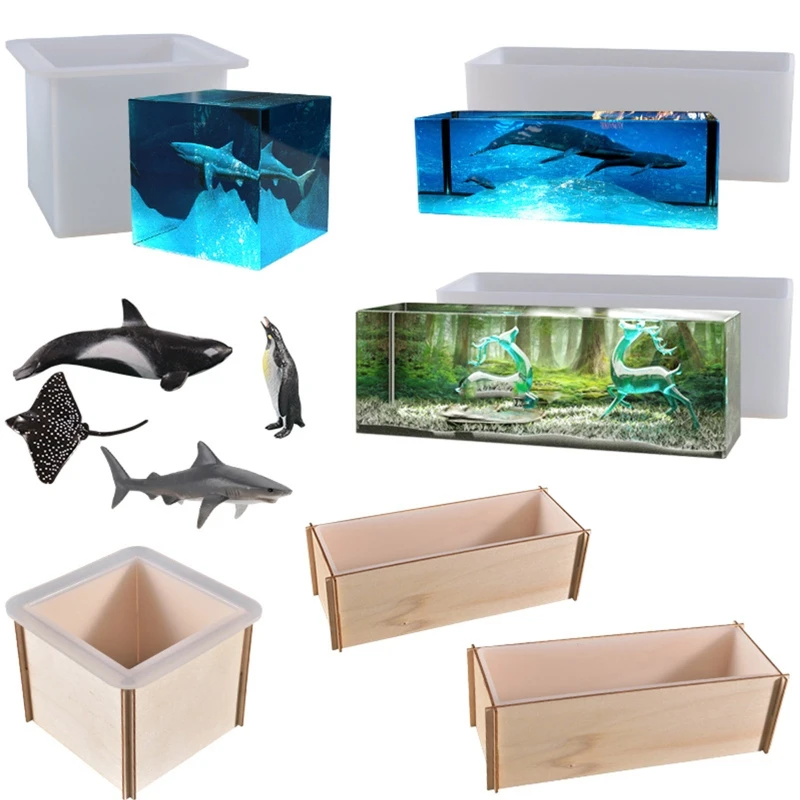 

Rectangle/Square Resin Silicone Mould Tray Resin Mould Geometric Epoxy Casting Mould for Paperweight Dried Flower