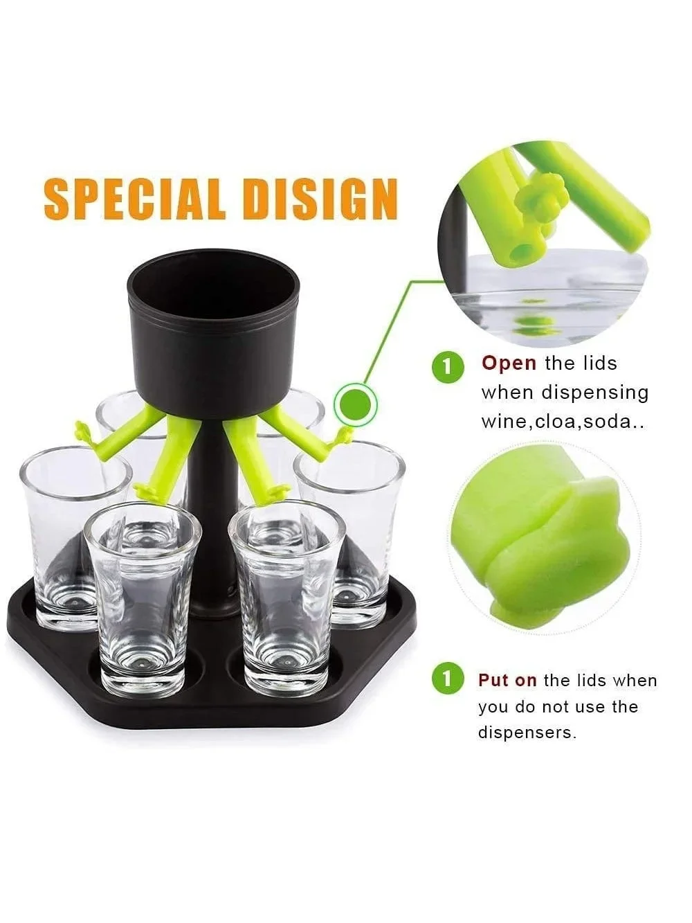 6-струнный Стеклянный Диспенсер С Чашками Для Питья Вина Виски Домашняя
