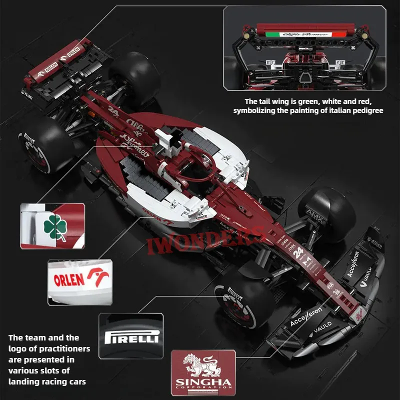Cada C64005 Технический 1:8 Alfa Romeo F1 Team ORLEN C42 2022 Модель суперкара 1868 шт. Строительные