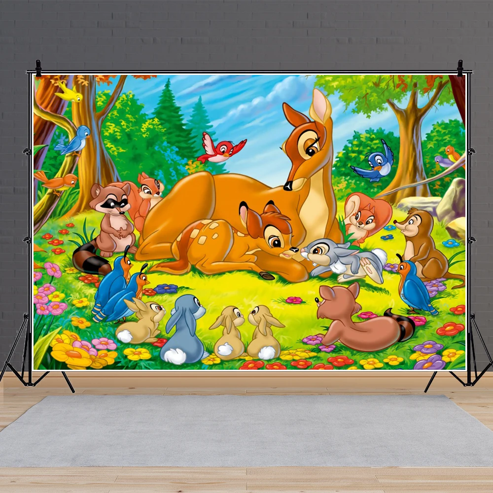 

Disney Animation Bambi Thumper Flower Photography Background Kids Birthday Party Decoration Banner Backdrop Photo Studio Custom