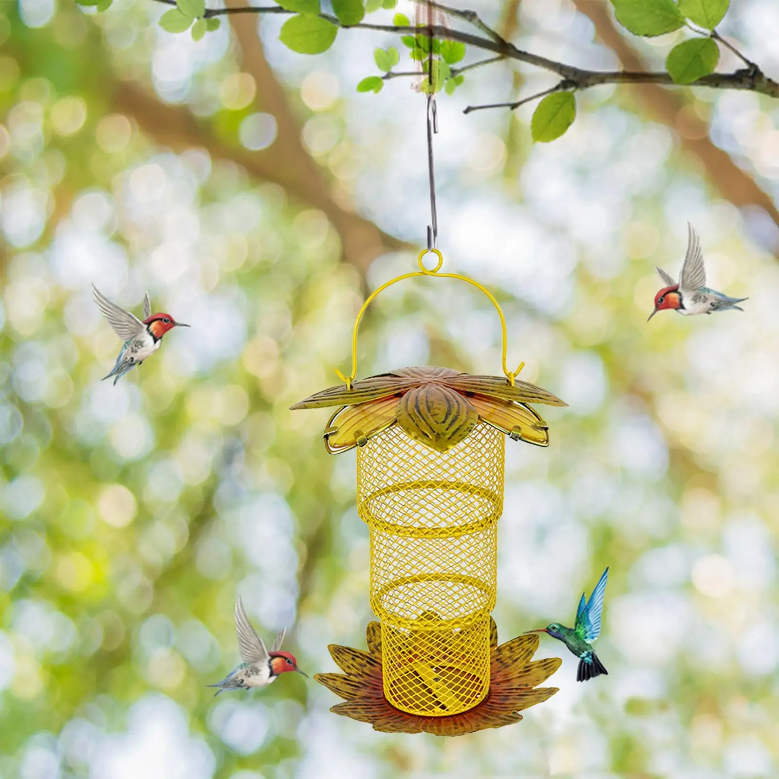 

Wild Bird Feeder - Hanging Bird Feeder, Metal Mesh Wild Finch Bird Feeder for Outside Hanging Flower Shaped Yard Garden Decor