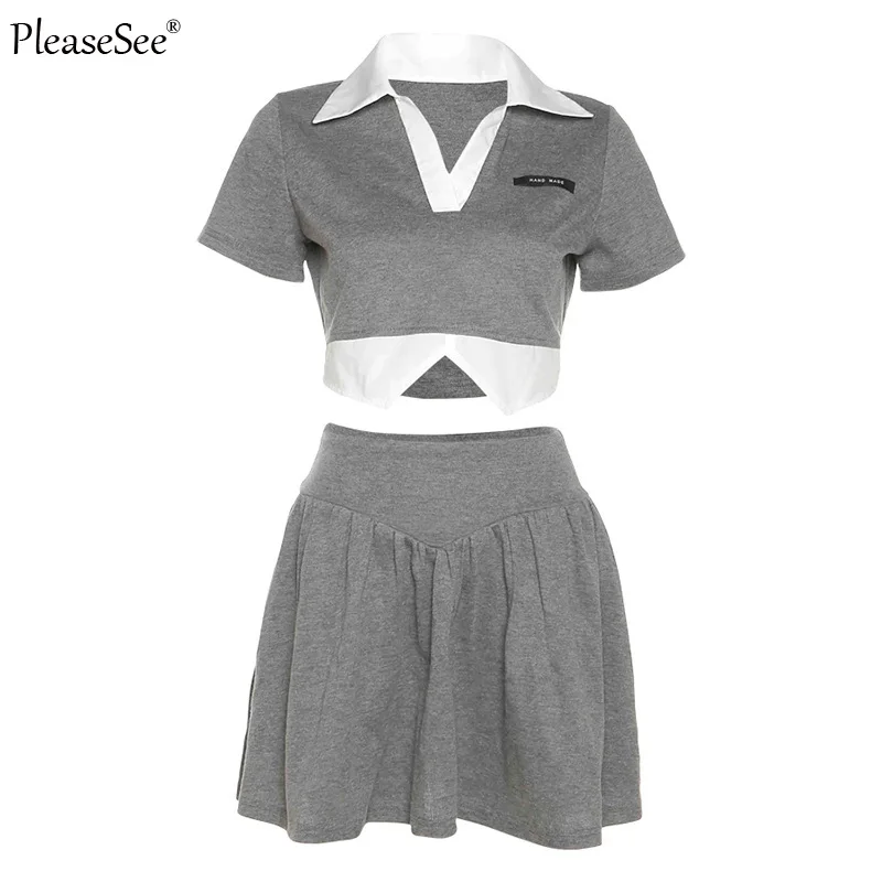 Женский комплект из двух предметов короткий топ и мини-юбка | Комплекты с платьем