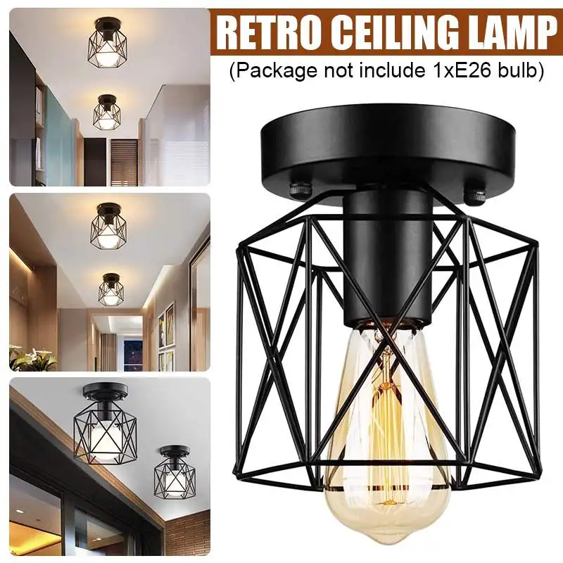 

Retro Ceiling Light Loft for Bedroom E27 Indoor Vintage Iron Ceiling Lamp Cozy Decor for Home Corridor Aisle AC100-240V