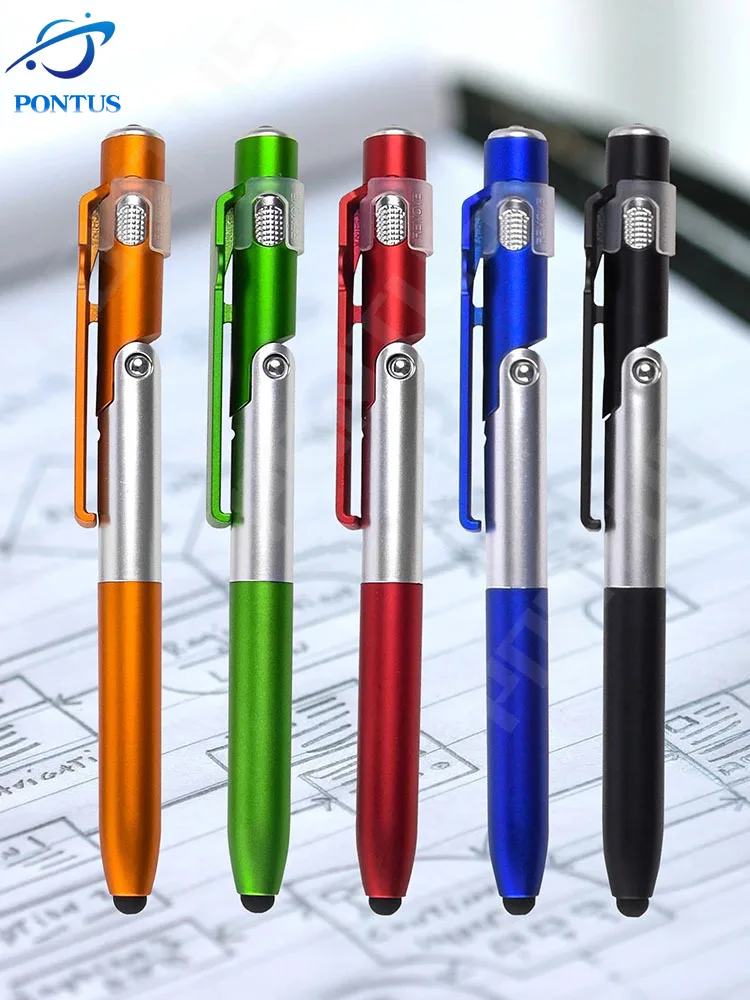 

Шариковая ручка, многофункциональная 4 в 1 Складная Светодиодная лампа для держателя телефона, сенсорный стилус, ручка для ночного чтения, о...