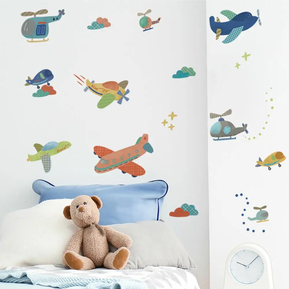 

NEW Colorful Wall Sticker Cartoon Airplane Diy Wall Decals Art For Kids Room Kindergarten Nursery Playroom Decor