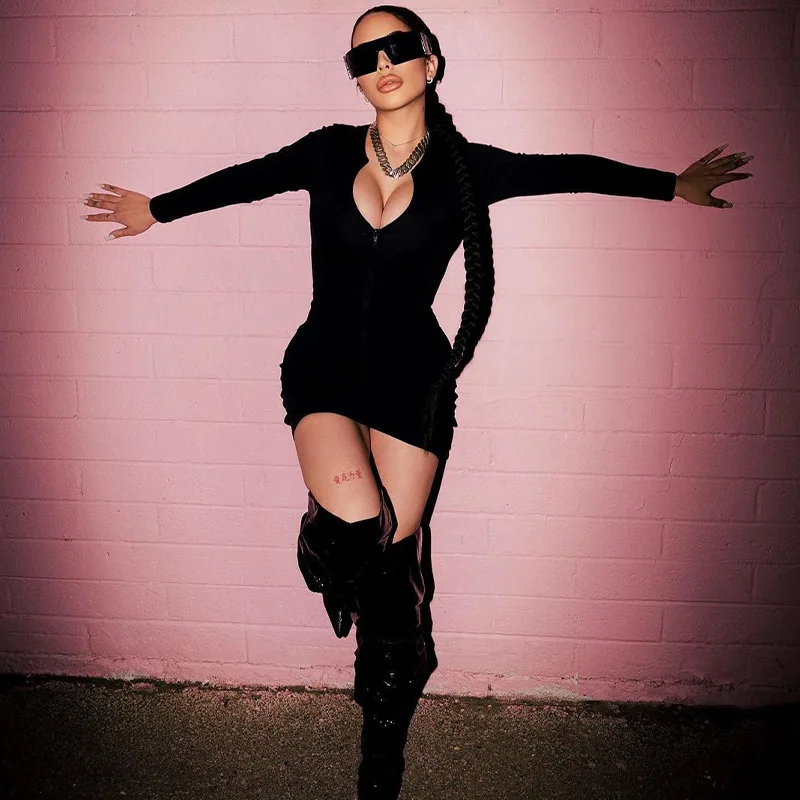 

Модное облегающее платье-оверлок на одно плечо, вечерние длинным рукавом и кисточками, весна-осень 2022, пикантное вечернее мини-платье с разр...