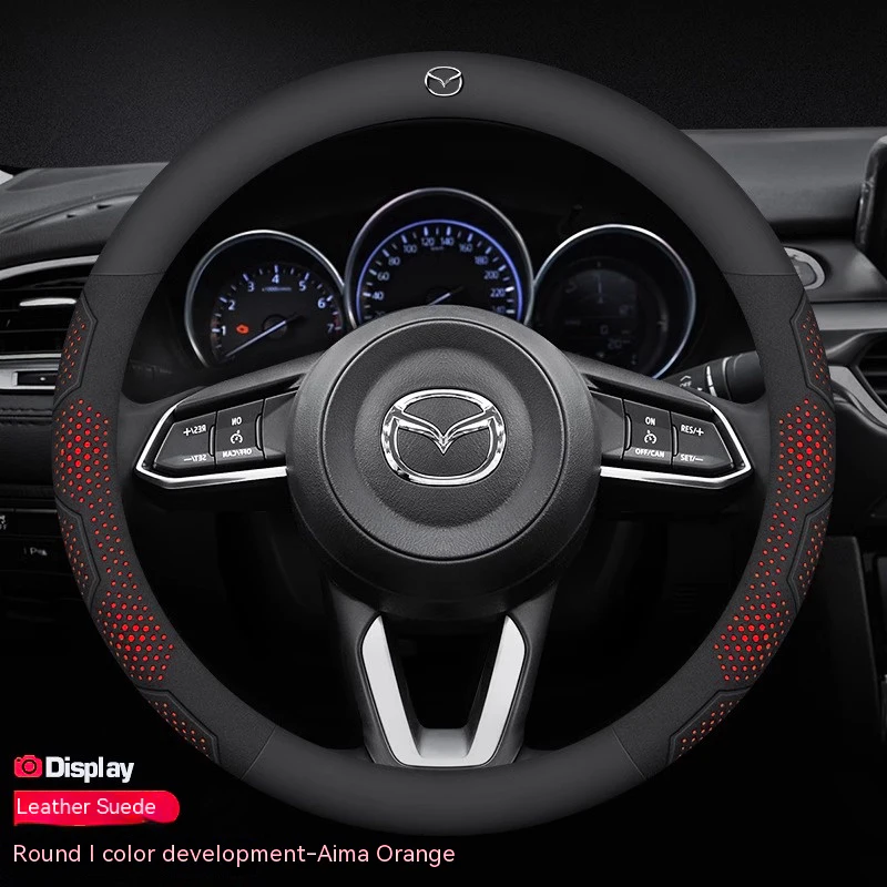 

Замшевый чехол на руль автомобиля из углеродного волокна для Mazda 3 5 6 SKYACTIV Axela Atenza CX30 CX5 CX7 CX8 CX9 MX5 RX8 BT50, аксессуары
