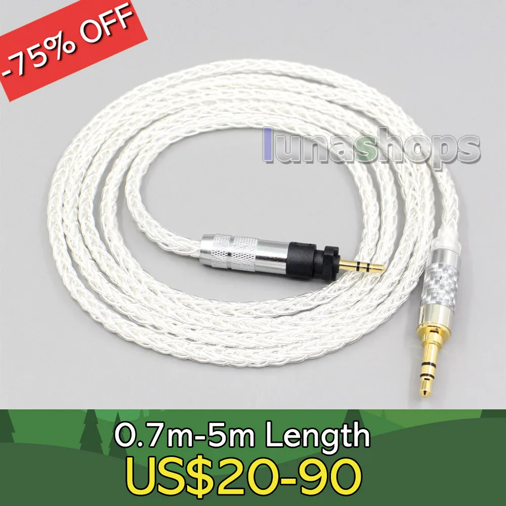 

8-жильный посеребренный кабель для наушников OCC Для Shure SRH840 SRH940 SRH440 SRH750DJ Philips SHP9000 SHP8900 LN006535