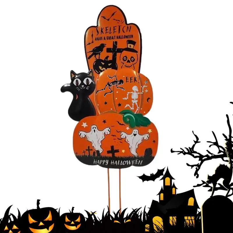 

Украшение на Хэллоуин, креативный пугающий металлический знак в виде черепа для дорожек, двора, крыльца, лужайки, дорожек, сада, Декор