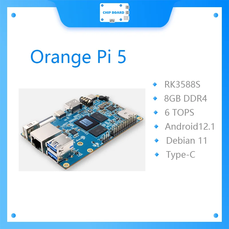 Orange Pi 5 8GB RK3588S,PCIE Module External WiFi+BT,SSD Gigabit Ethernet Single Board Computer, Run Android Debian OS