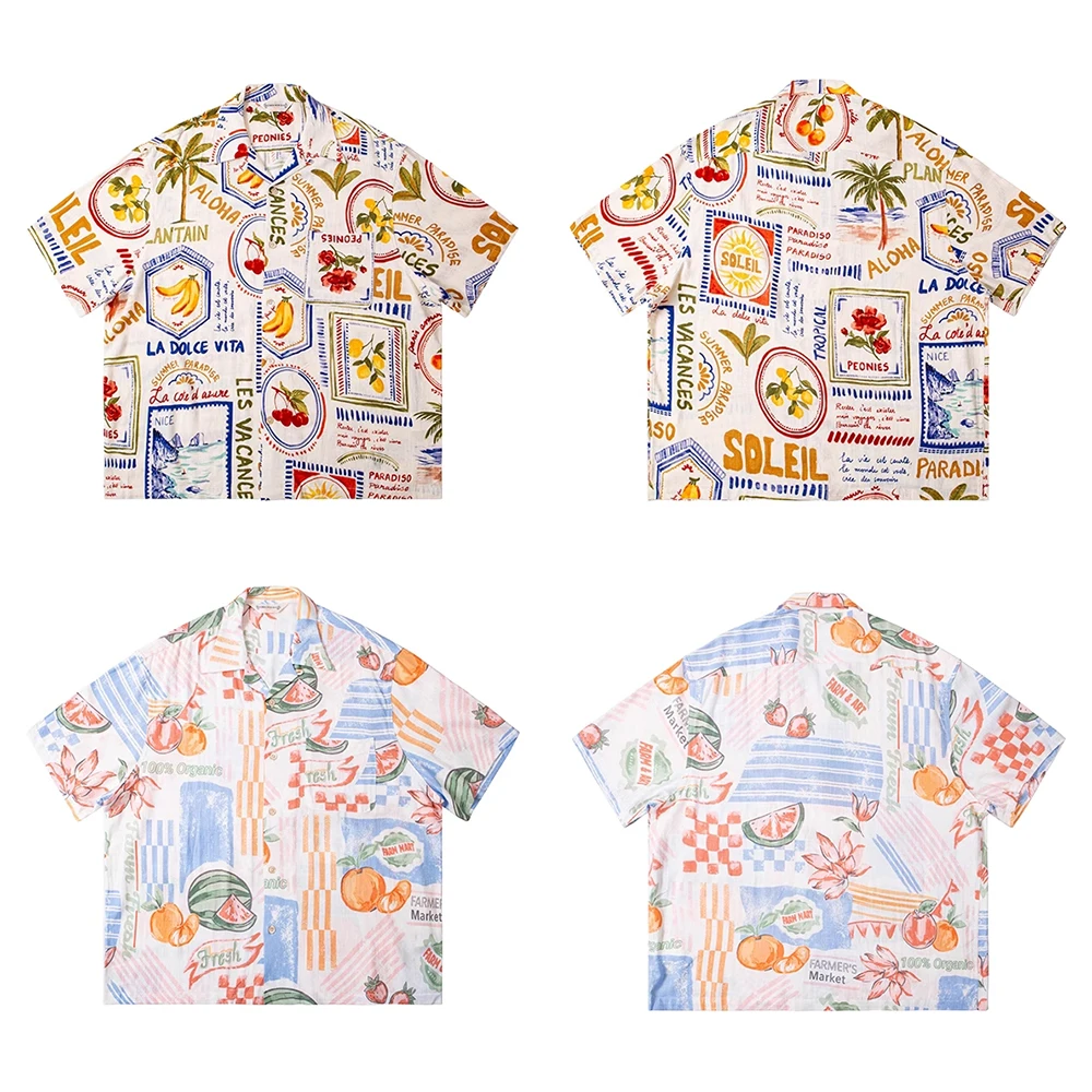 Второй заказ рубашка Aloha в стиле масляной живописи с кубинским воротником и