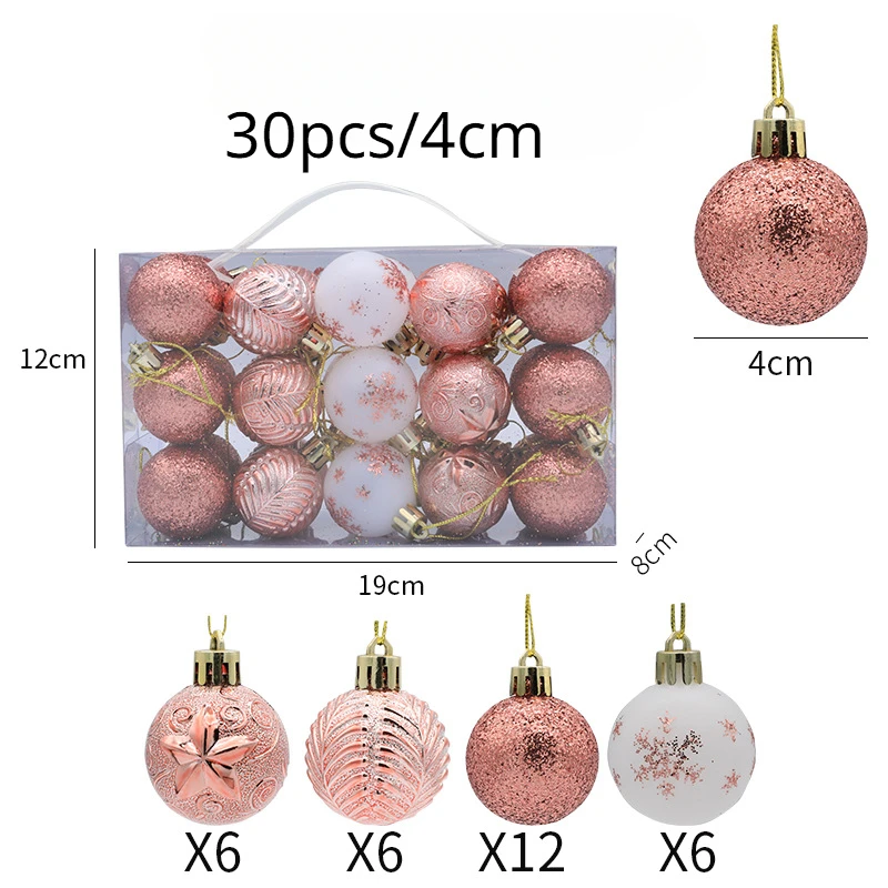 

4cm Christmas Balls Set 30pcs Multicolor Christmas Decorations 2023 New Year Xmas Tree Ornaments Set for Home Party