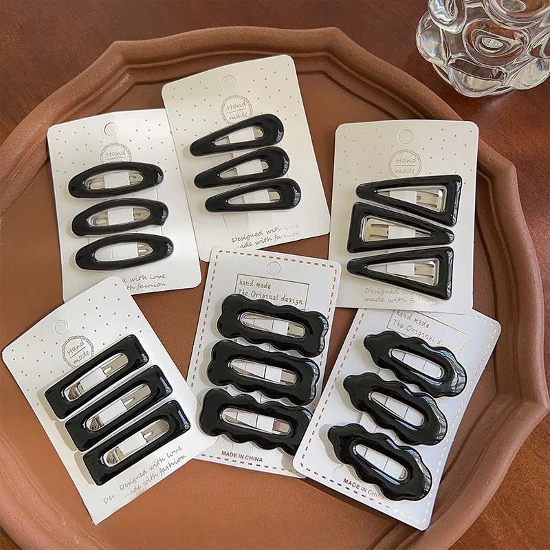 

TwinkLei 3pcs/Set Simple Black Hairpins Women Barrette Headwear Girls BB Clips Colorful Barrettes Bobby Pin Hair Accessories