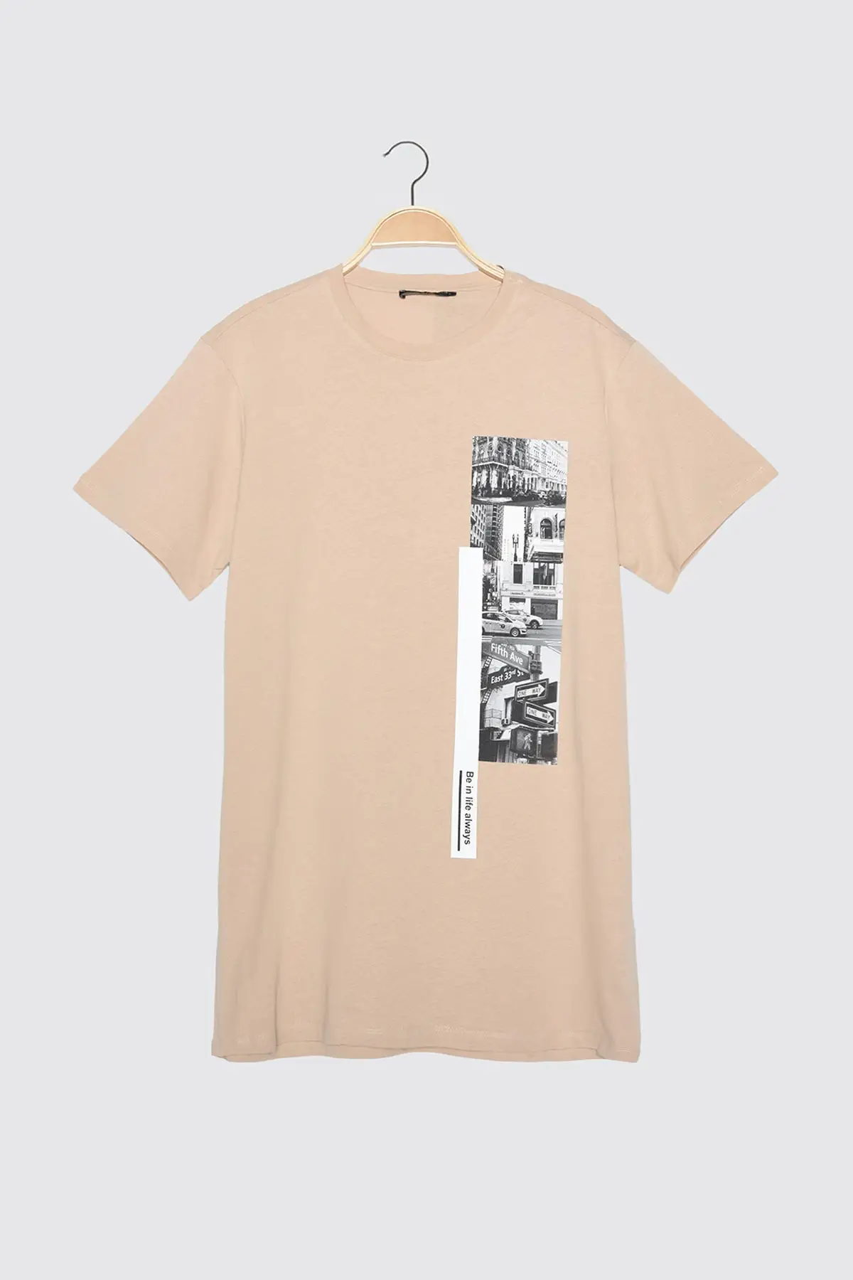 

Trendyol Male Long Fit Cycling Neck Short-Sleeve Printed T-Shirt TMNSS21TS1224