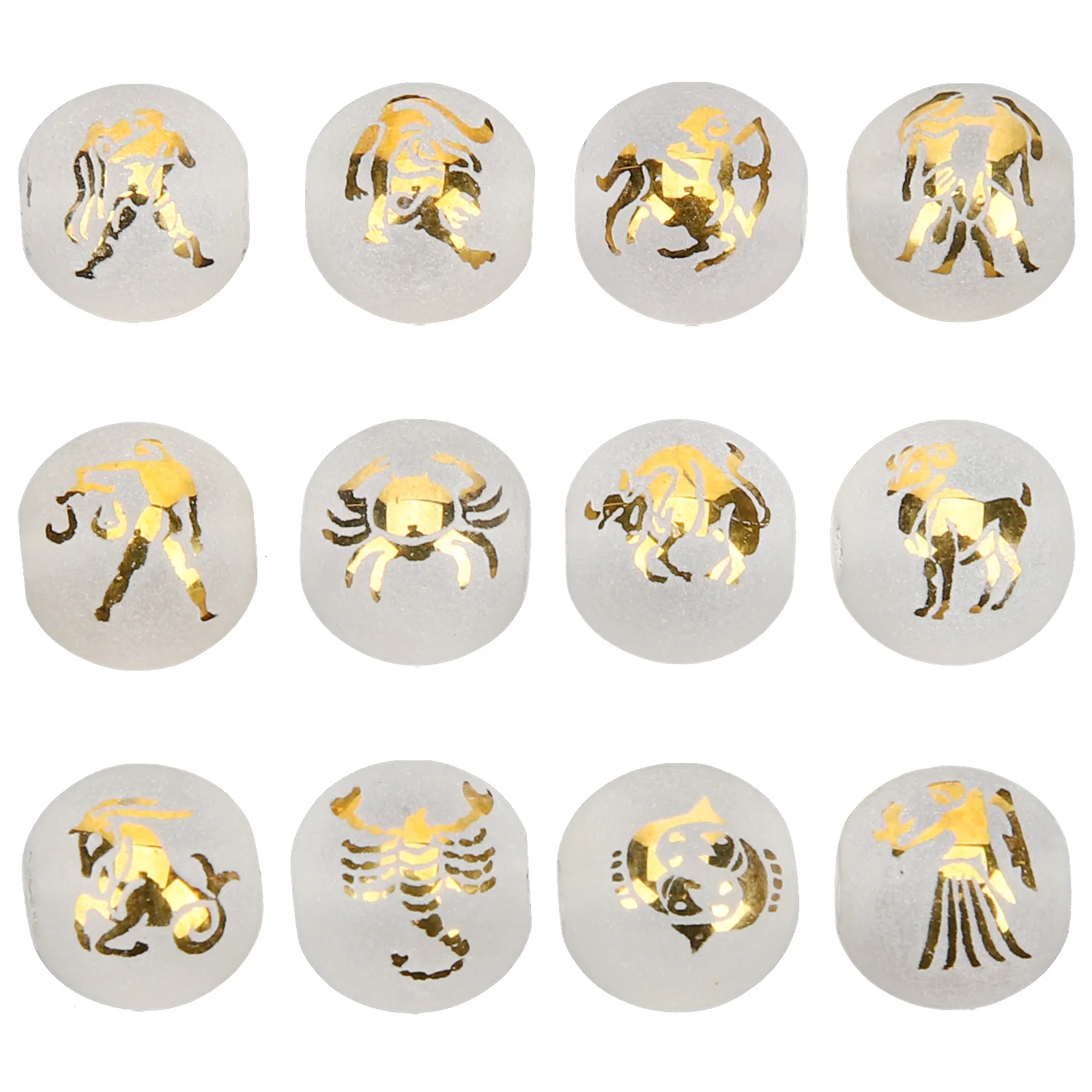 

12Pcs Zodiac Sign Beads Jewelry Making Round Loose Beads DIY Craft Supplies