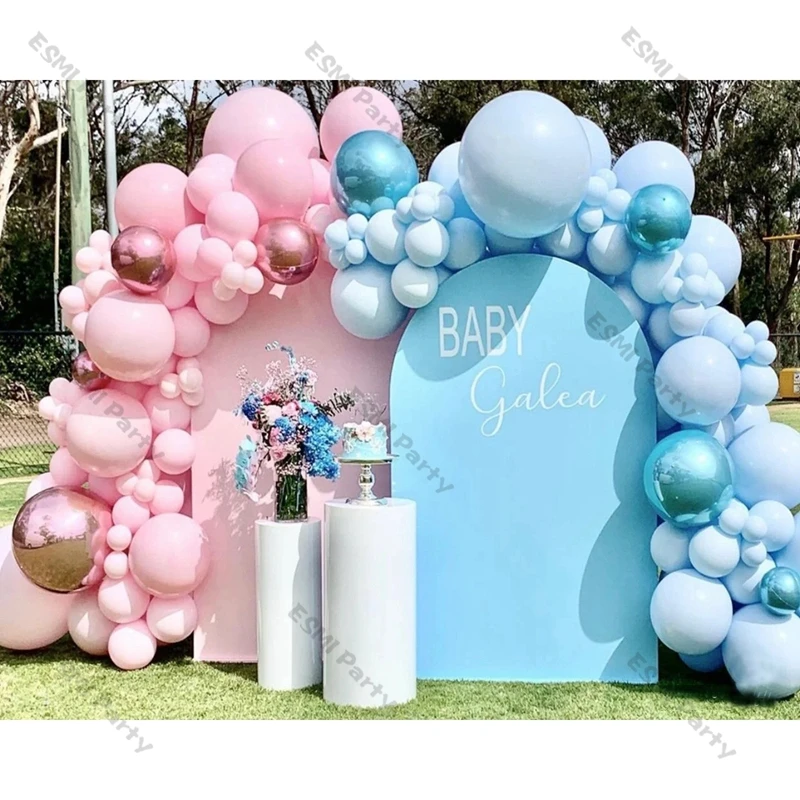 

146pcs Macaron Pink Blue Latex Balloons Boy Or Gilr Gender Reveal Garland Arch Kit Decorations 4D-Pink Aluminum Film Balon Deco