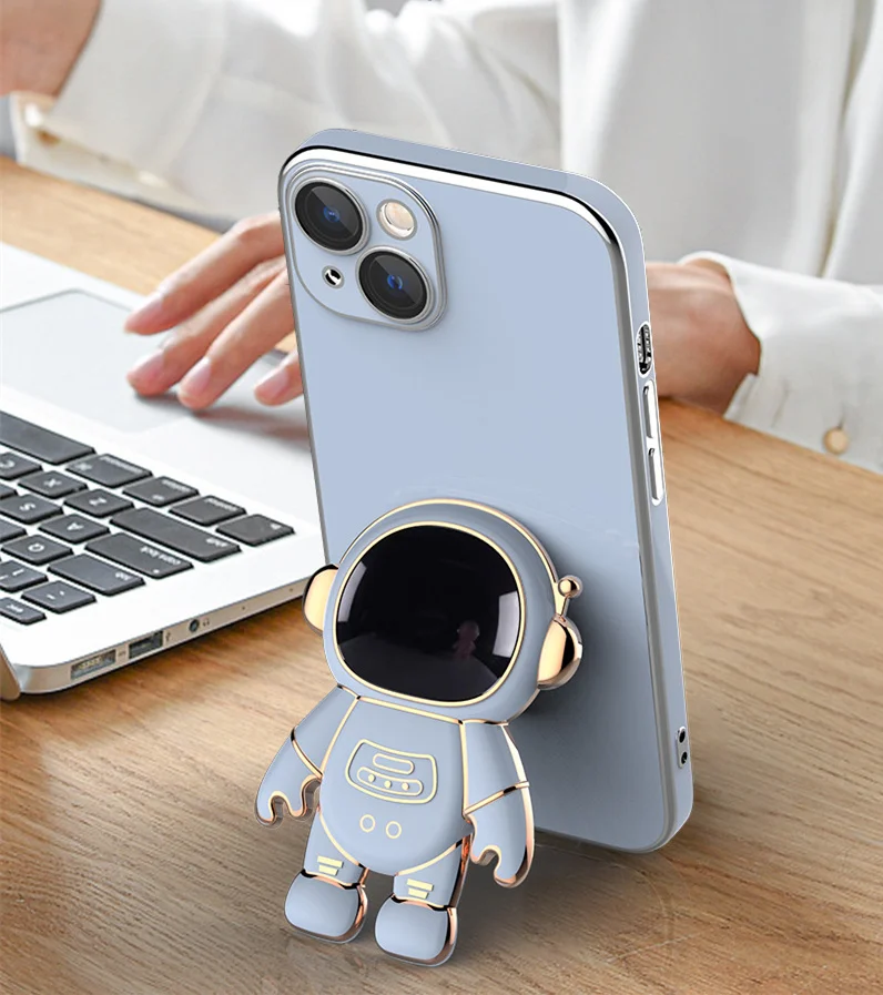 Модный 3D защитный чехол для Apple 11 12 13 Pro Max астронавт Телескопическая Подставка с