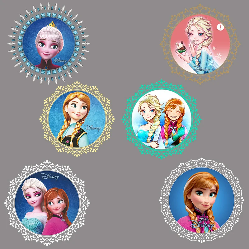 

Disney Animated Movies Frozen Anna Elsa Princess Heat Transfer Stickers For Clothing T-shirt Bags Ironing DIY Printing Patches
