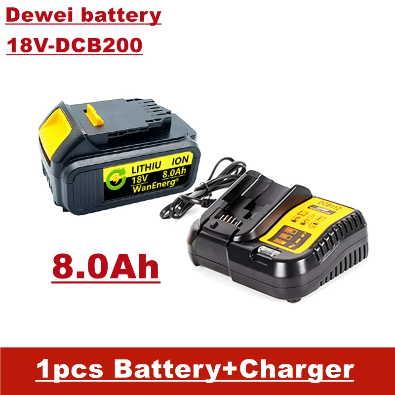 

18V power tool battery, 8.0ah, for dcb180 dcb181 dcb182 dcb201 dcb201-2 dcb200-2 dcb204-2 L50, 1 Battery + charger for sale