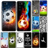 phone case for huawei p10 lite p20 case p30 p40 lite p50 pro plus p smart z soft silicone cover fire football soccer ball