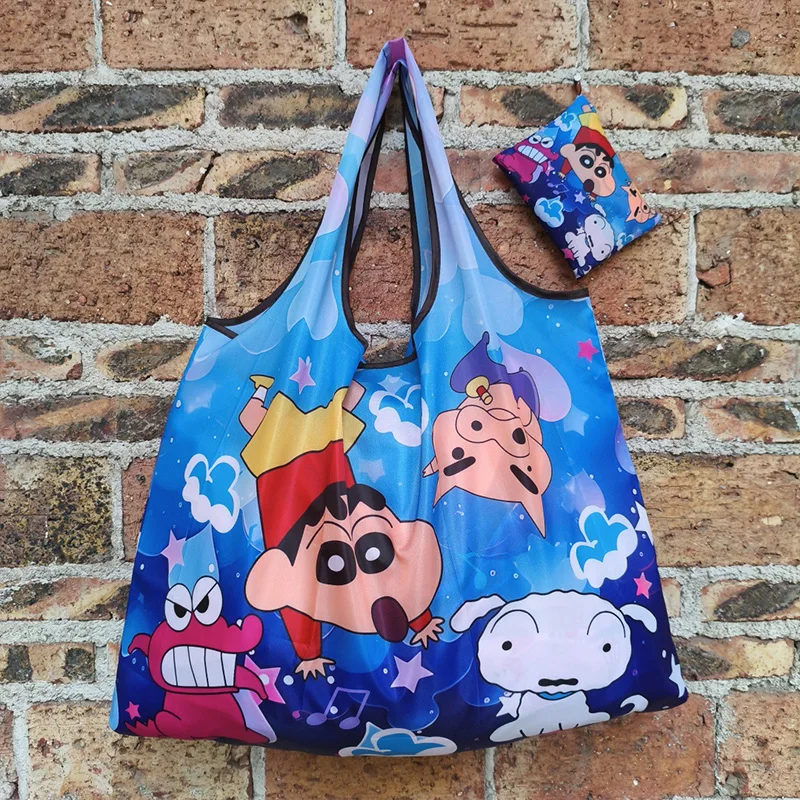 Фото Сумка на плечо из ткани Оксфорд серии Crayon Shin Chan, складная сумка для покупок с мультяшным рисунком, портативная сумка для покупок в супермаркете, сумка для хранения, подарок №1