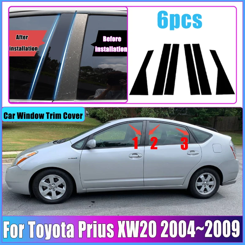 Фото Для Toyota Prius 20 XW20 аксессуары 2004 2005 2006 ~ 2009 полированная стойка для автомобиля, накладка на дверное окно, молдинг, наклейка на колонку №1
