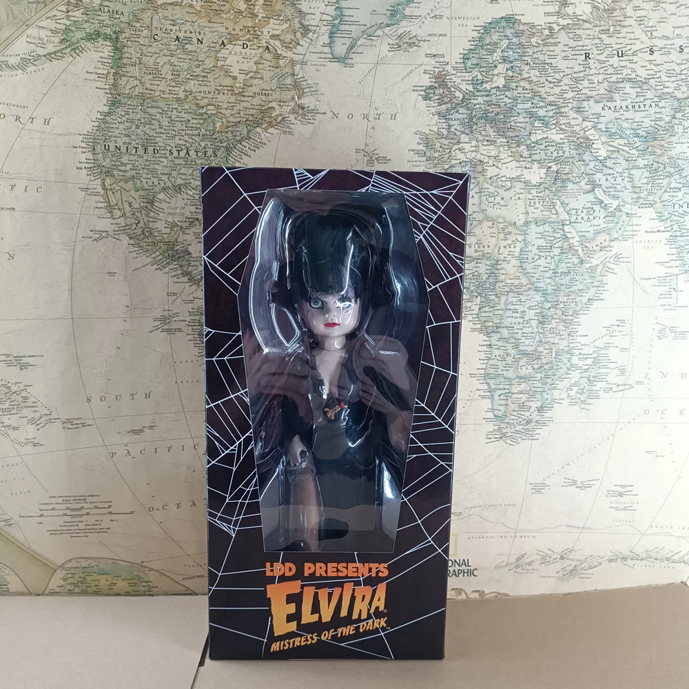 

Living Dead Dolls LDD Presents Elvira Mistress of The Dark Anniversary Sexy 32CM Figure Model Toys Gift Original Collect