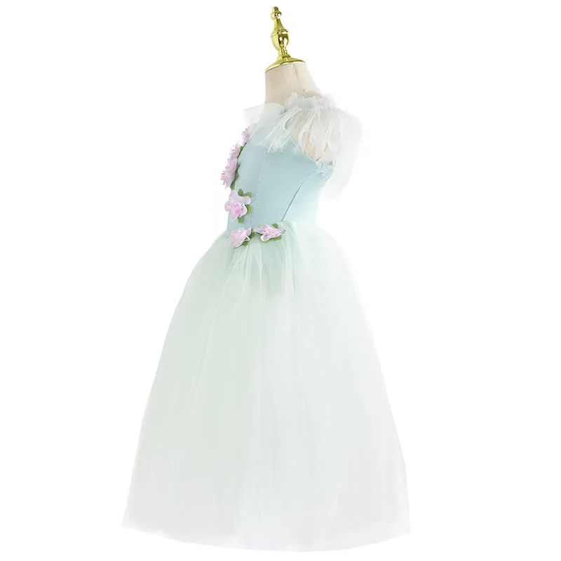 Профессиональное розовое балетное платье-пачка для взрослых и детей с цветами