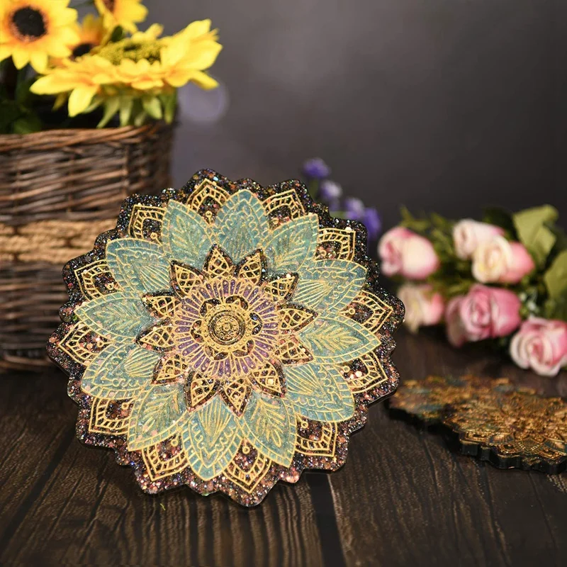 5 шт. смоляные формы для подставок мандалы лотков смолы силиконовые из эпоксидной