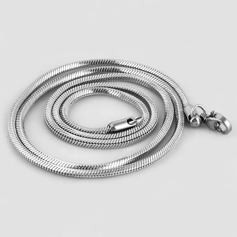 

Cool Women Men Silver Color Hip Hop Stainless Steel Necklace 1.5mm Chain Necklace Statement