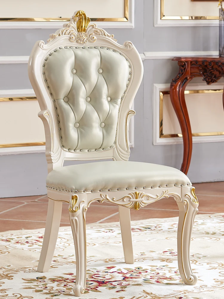 

Solid Wood Chair Modern Simple Soft Bag Desk Princess Chair Hotel Chair Home Computer Chair Restaurant European Dining Chair