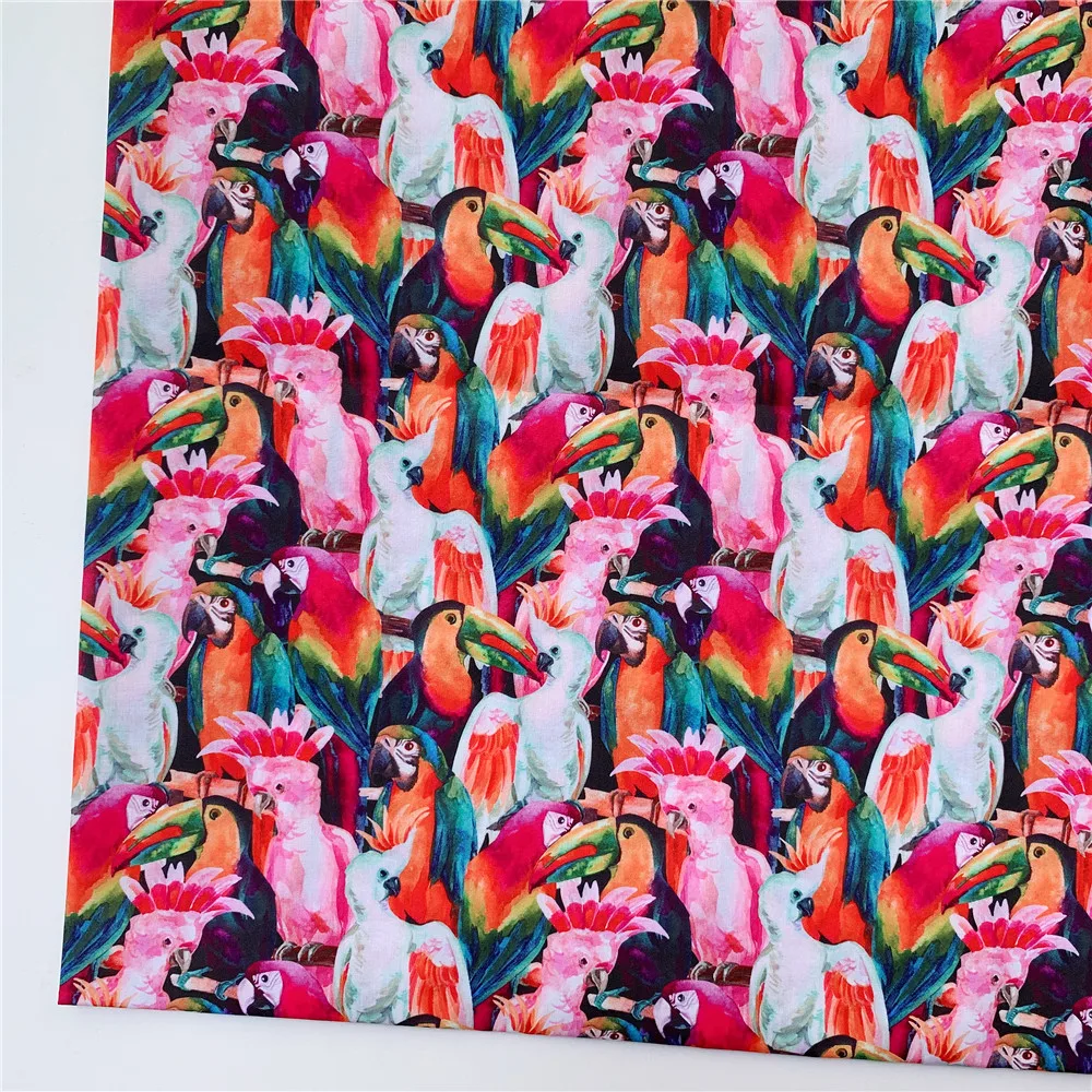 Джунгли Леопард попугай какатуиды полиэстер хлопок материал лоскутное шитье