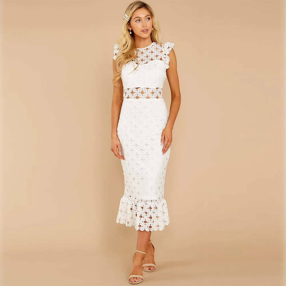 

2022 summer new sexy lace backless dress fishtail dress fashion printed round neck dress