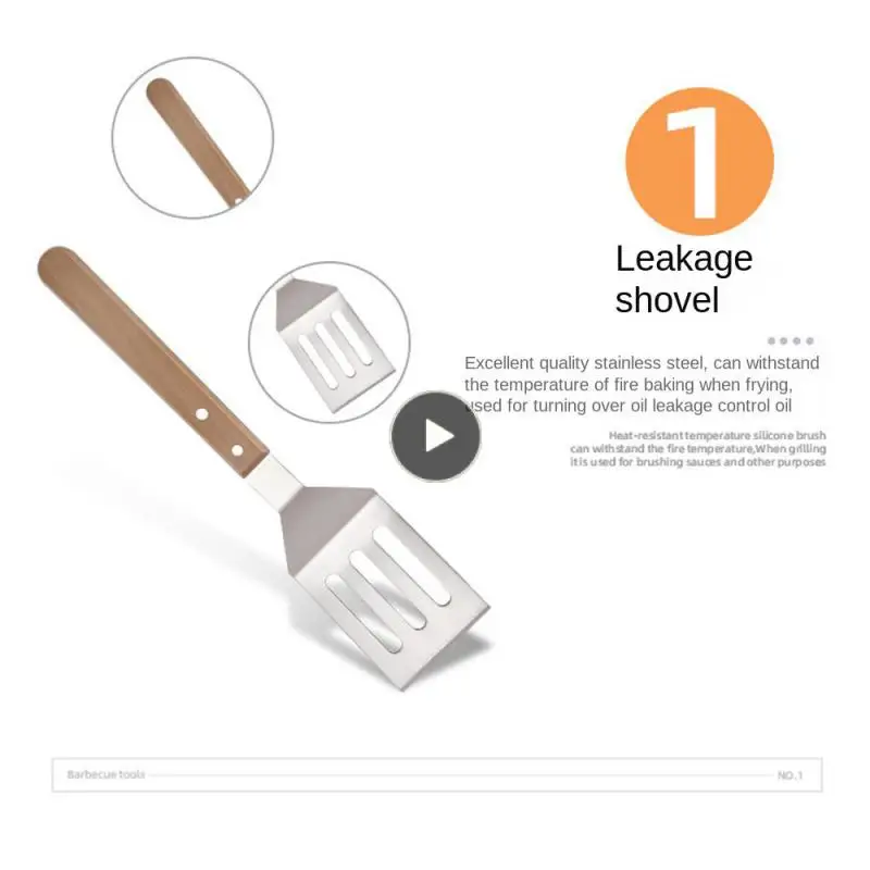 

Easy To Use Barbecue Tools Wooden Handle Bbq Clip Outdoor Stainless Steel Material Bbq Accessories Outdoor Barbecue Household