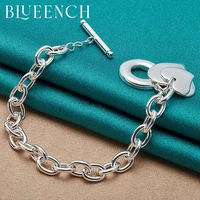 blueench 925 sterling silver heart pendant bracelet for romantic ladies engagement wedding fashion jewelry