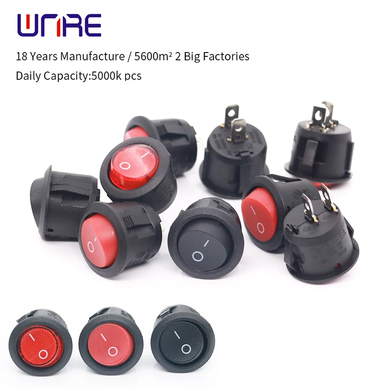 

10pcs 20mm diameter round rocker switches mini round black white red 2 pin on-off rocker switch kcd2-101