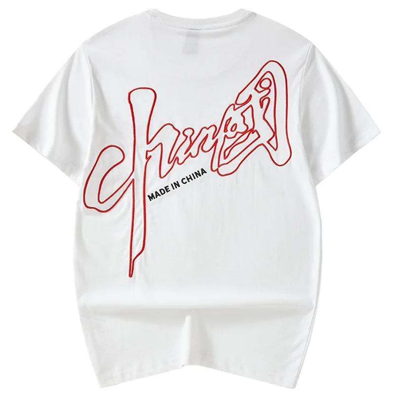 Летние китайские футболки Lyprerazy С Вышивкой Букв в китайском стиле мужские