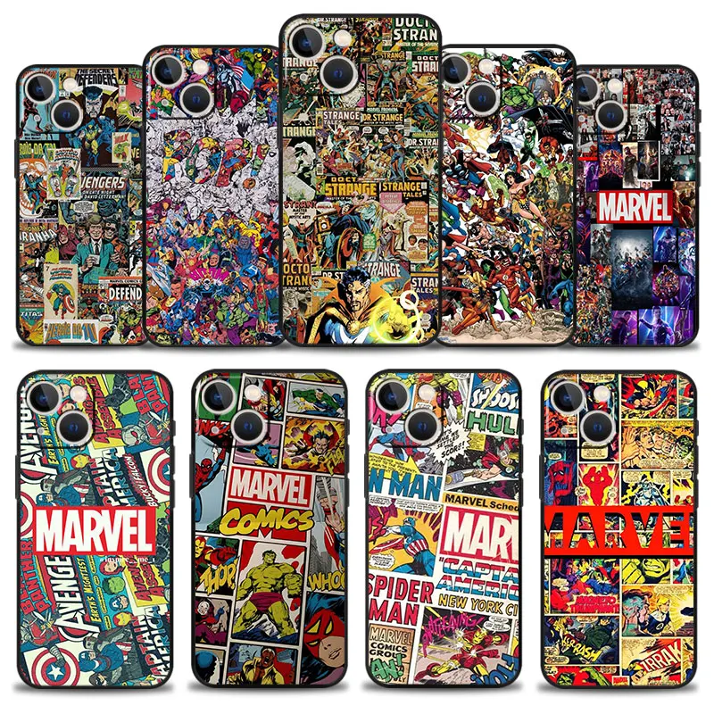 

Carcasa Case for iPhone 13 11 12 Pro Max 7 8 6 6S Plus XR X XS SE 13mini 5 5S Cover Silicone Funda TPU Coque Marvel Comics Logo
