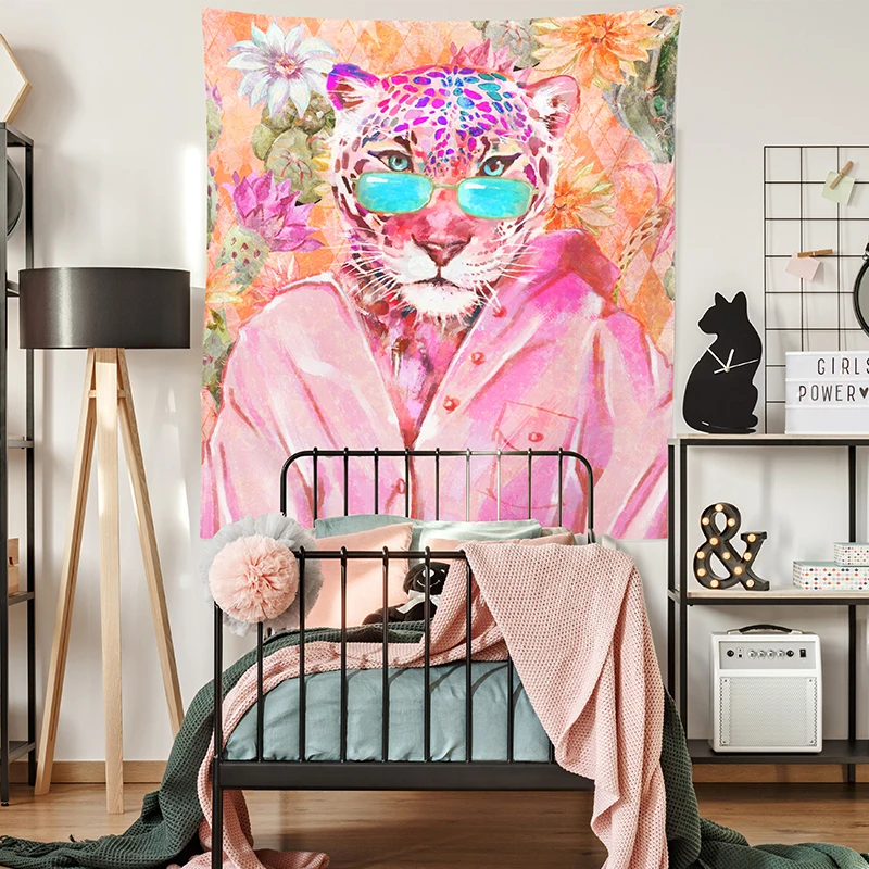 

Colorful Leopard Botanical Floral Print Tapestry 1pc
