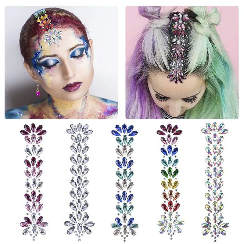 

3D Crystal Forehead Sticker Music Festival Hair Glitter Rhinestone Decoration Body Fashion Rhinestone Temporary Tattoo Stickers