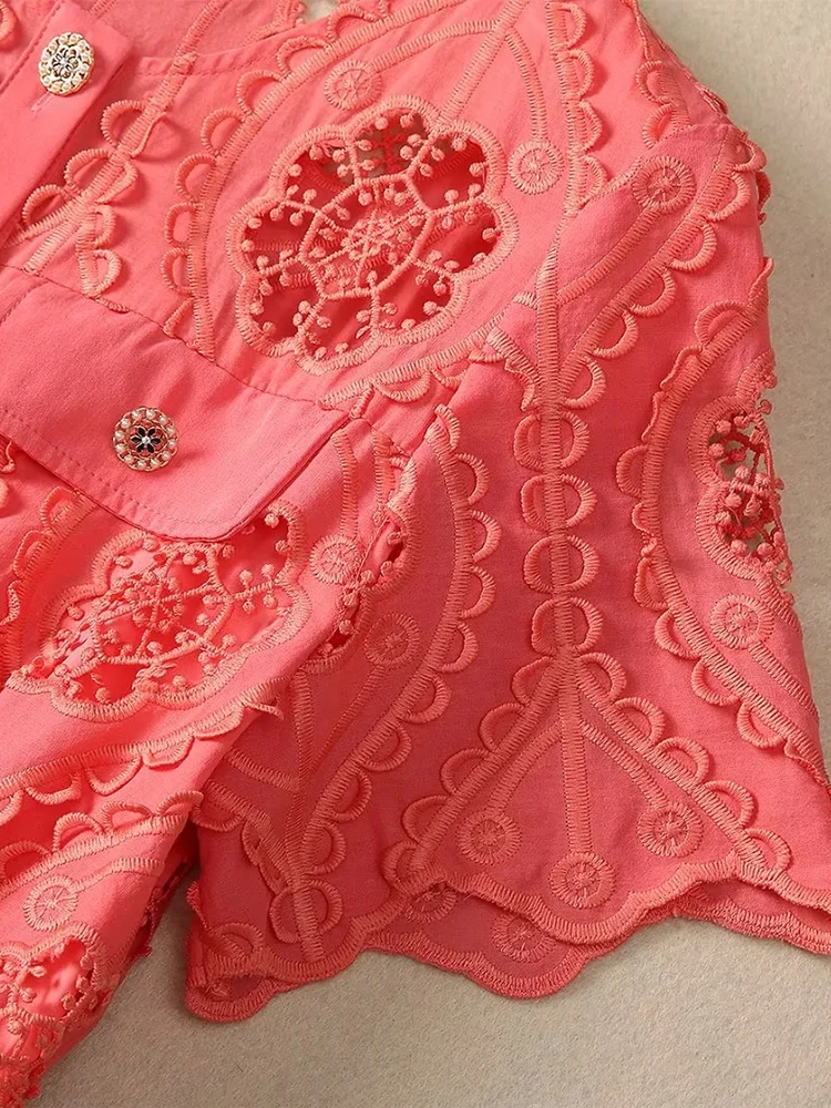 Seasixiang однобортное платье с вышивкой для женщин винтажные платья круглым вырезом