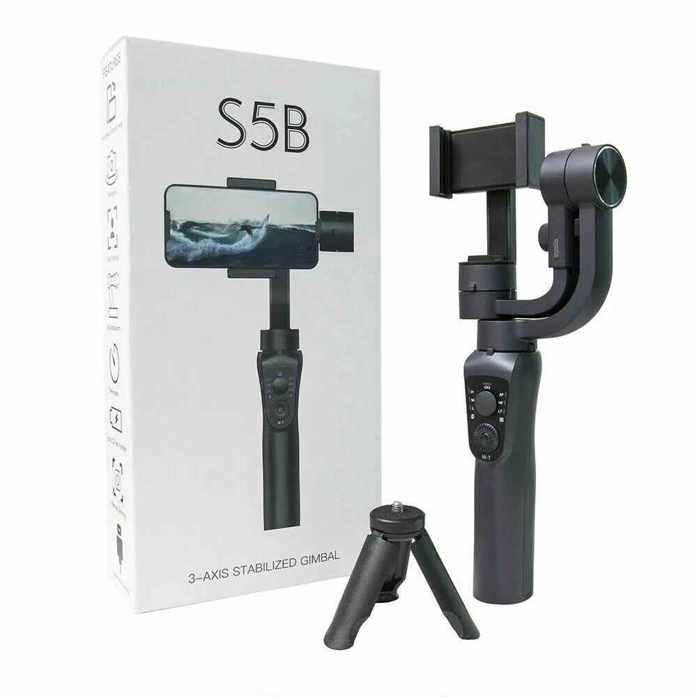 

2020 Hot selling 3 Axis Handheld Gimbal S5B Camera Stabilizer With Tripod Face Tracking via App Selfie Stick Gimbal Stabilizer