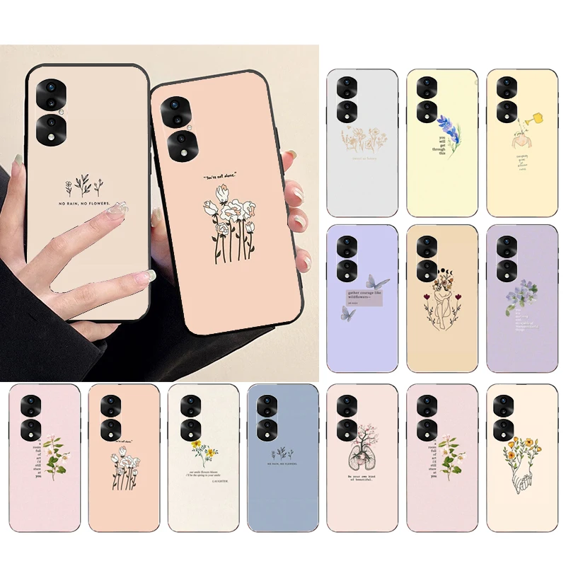 

Phone Case For Huawei P50 Pro P30 P40 Lite P40Pro P20 lite Mate 20 Pro Mate 50 Pro P Smart Art Aesthetic Flower Case Funda Capa