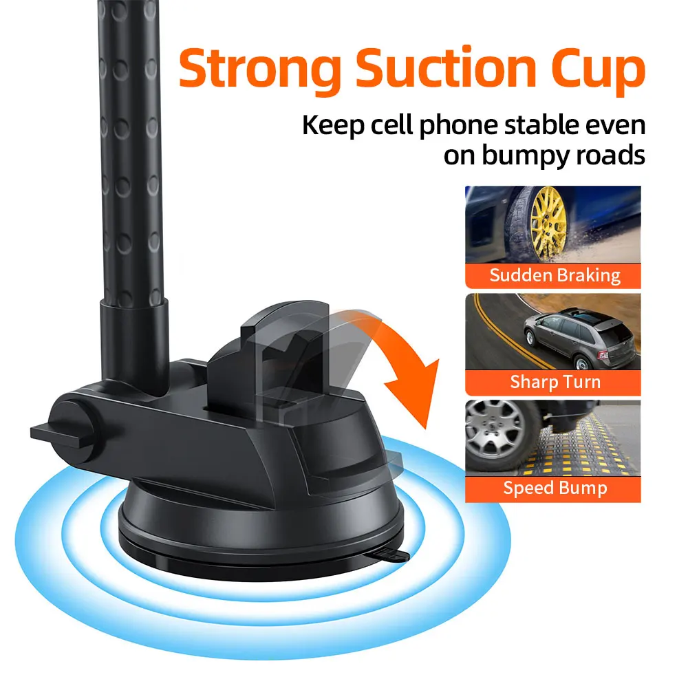 Car Phone Holder Mount Long Arm Dashboard Windshield Phone Holder Strong Sticky Gel Suction Cup Car Phone Holder Mount For Phone