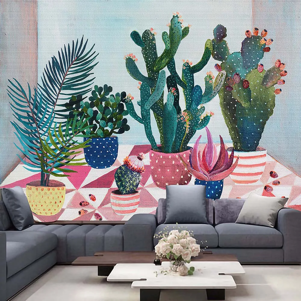 

Цветок кактус растения гобелены баннеры флаги настенное искусство домашний декор Гобелен Мандала плакаты роспись Бохо Декор ведро гобелен