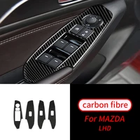 for mazda 3 axela 2017 2018 4 pcs real carbon fiber window lift switch panel cover trim car interior accessories