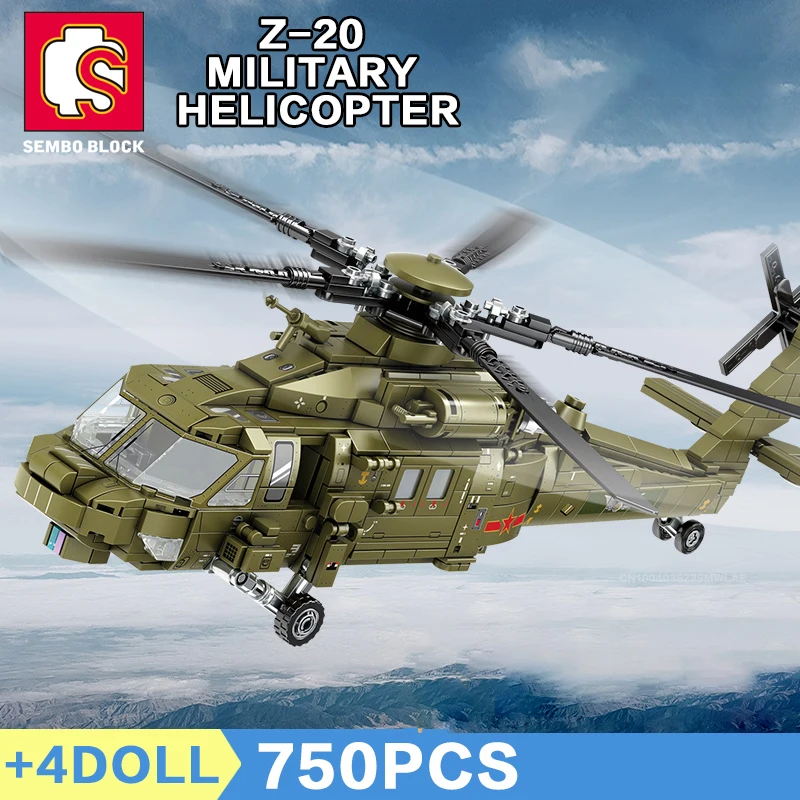 

SEMBO BLOCK 750PCS Military Helicopter Building Blocks Airforce Jet World War Army Soldier Toys DIY Bricks Gifts