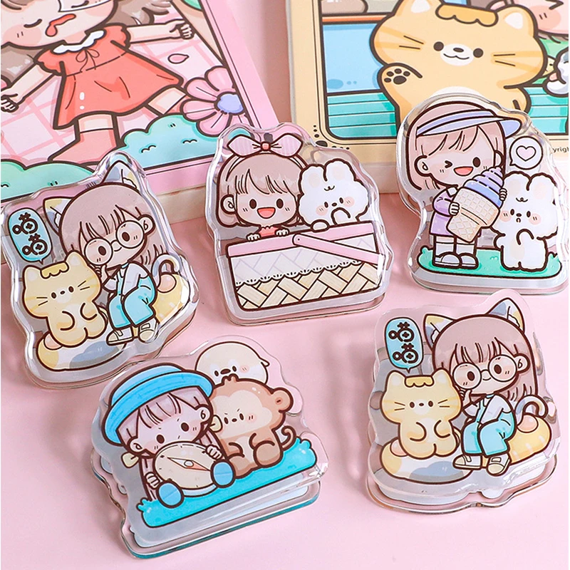 

Mr. Paper Cartoon Cute Storage Clip Binder Rings Acrylic Kawaii Stationery Transparent Multifunctional Clips Decoration Supplies