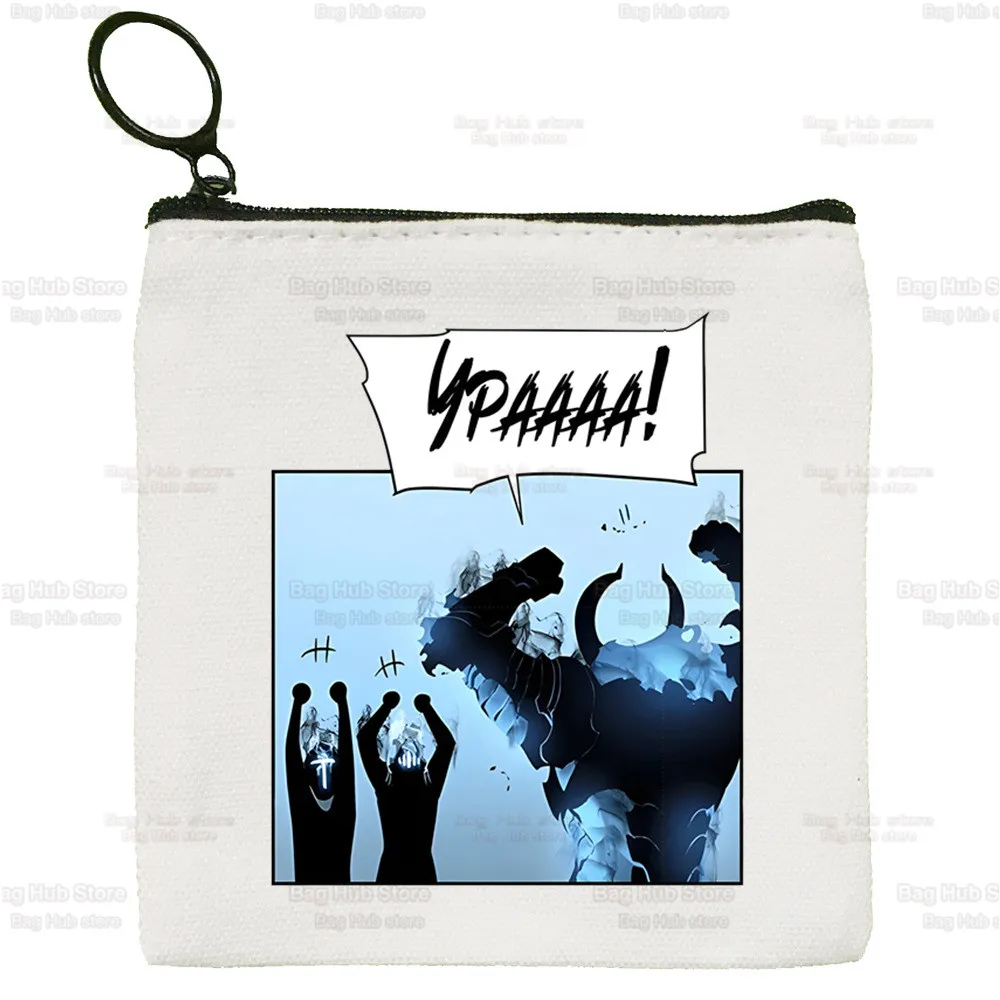 Solo Leveling Harajuku Manga Arise Canvas Coin Purse Custom Logo Storage Pouch Canvas Bag Coin Bag Key Coin Purse