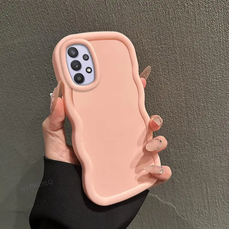 Solid Color Wave Phone Case For Samsung Galaxy A32 A54 A33 A34 A35 Quantum 4 A52S Jump A52 Silicone Shock-absorbing Soft Cover